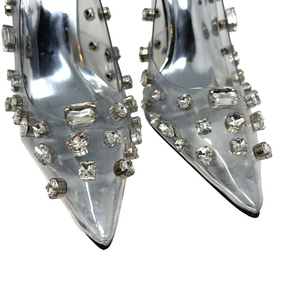 Good American Diamonds Forever Heels Size 10 Glass002 GSH008-X - Picture 10 of 12